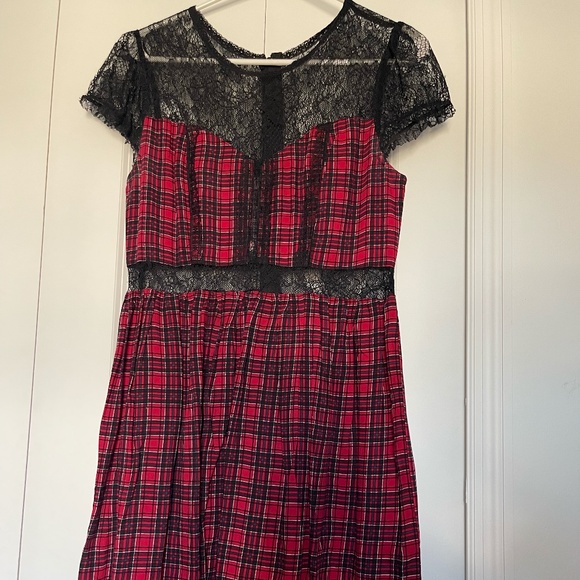 Royal Bones Dresses & Skirts - Royal Bones Plaid & Lace Gothic Dress | Size M